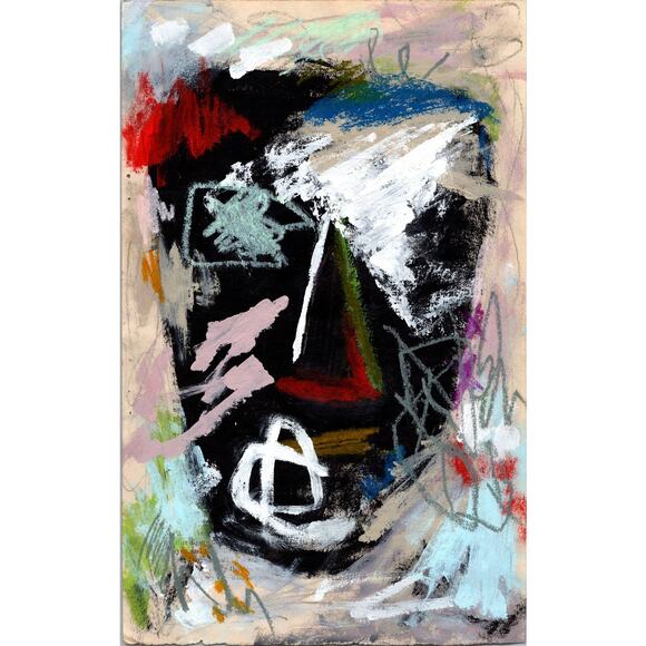 Original Abstract Modern Art Painting on Paper from 1878 Magazine #3 Signed